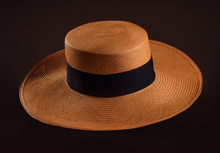 All Women  Classic Toquilla Straw  Flat Hat Panama Hat Mujer Sombrero Cl�sico de Paja Toquilla Plano Natural Tostado Brown Marr�n Caf� AWANA